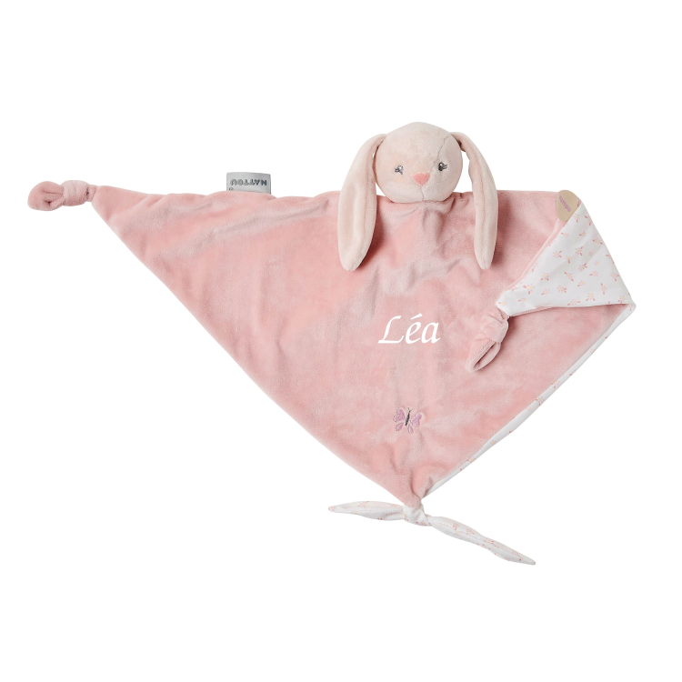  - alice et pomme - maxi lapin rose 40 cm 